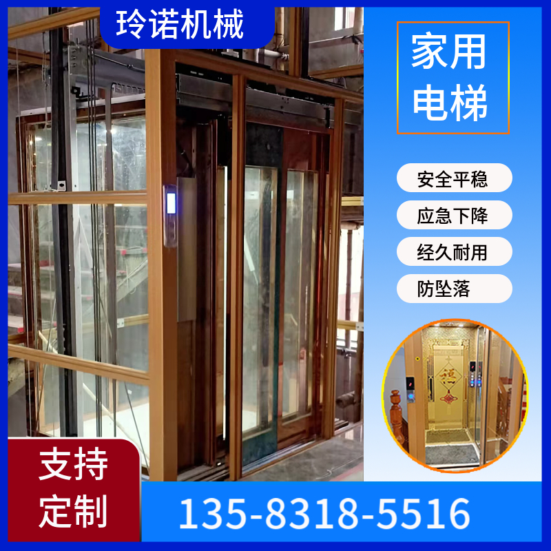 玲诺厂家生产定制曳引液压小型家用别墅观光复式阁楼简易电梯