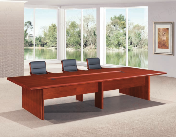 厂家专业定制中式油漆会议桌椭圆形桌椅组合实木贴皮大型会议长桌