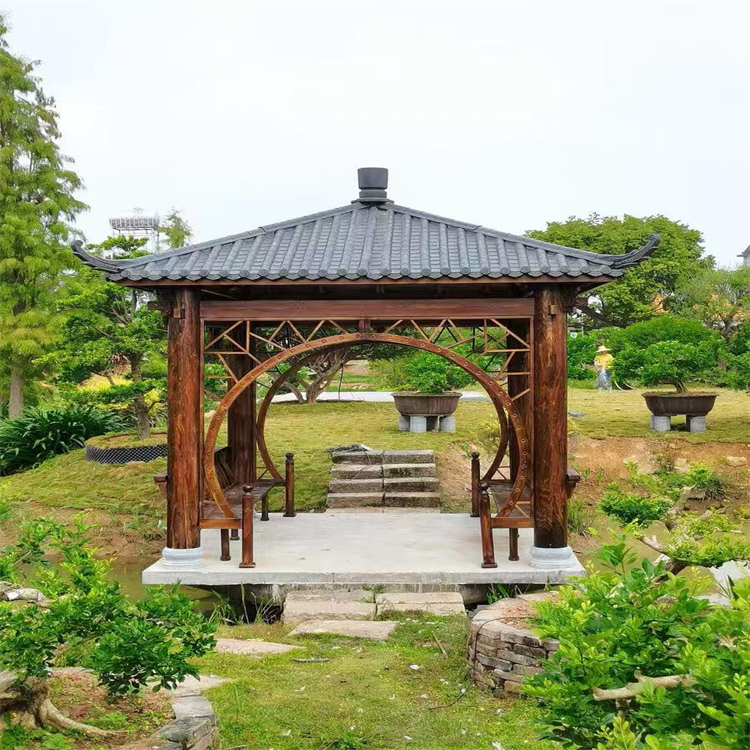 六角八角凉亭 造型美观 半手工雕刻 仿古防腐木凉亭子定制 样式新颖