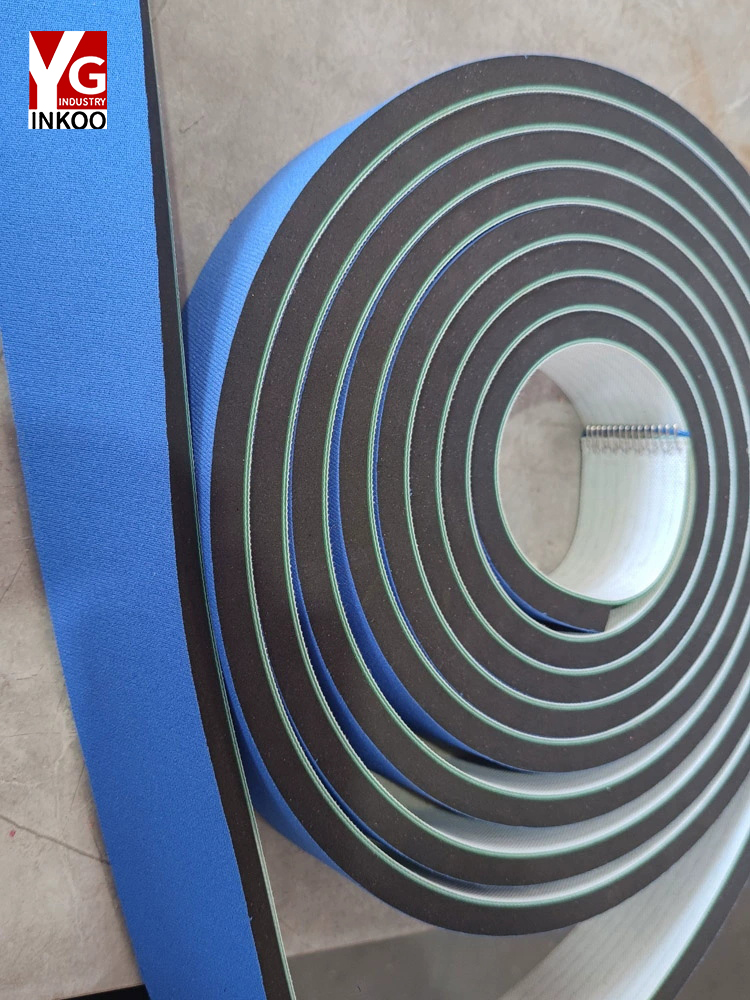 蓝布海绵PVC输送带贴标机皮带环形耐磨防刮花防压泡沫传动传送带
